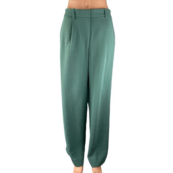 Abercrombie & Fitch Women\'s Green Pleated High Rise Wide Leg Dress Pants  Size 30